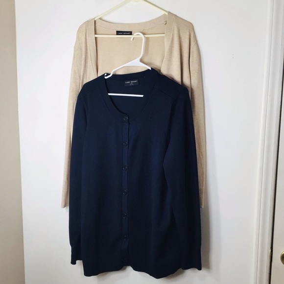 Two bundle lot Lane Bryant cardigans 18 tan blue - Picture 11 of 11